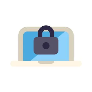 Laptop displaying padlock icon signifying cyber security Illustrazione stock