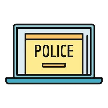 Laptop displaying police database screen for law enforcement Stock Illustration