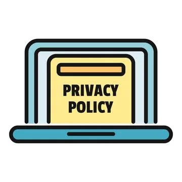 Laptop displaying privacy policy document for online data protection Stock Illustration