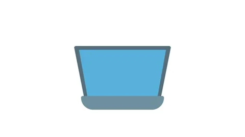 A laptop displaying a red and blue icon on the screen, symbolizing technolo.. Stock Footage 333550539