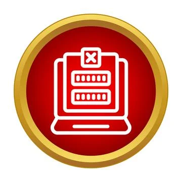 Laptop displaying red error icon indicating failed login attempt Stock Illustration