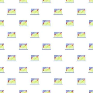Laptop displaying route map and location pins seamless pattern Ilustración de archivo