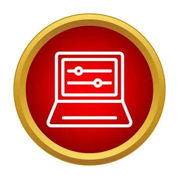 Laptop displaying settings interface icon イラスト素材