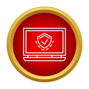 Laptop displaying shield icon representing cybersecurity protection Stockillustratie