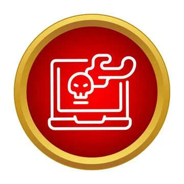 Laptop displaying skull icon, symbolizing malware attack Stock-Illustration