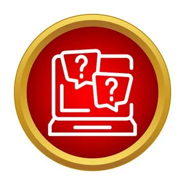 Laptop displaying speech bubbles with question marks Illustrazione stock