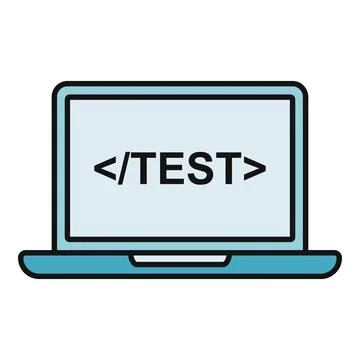 Laptop displaying testing code for software quality assurance Stock Illustration