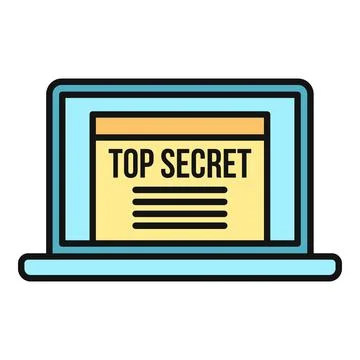 Laptop displaying top secret document with confidential information Stock Illustration