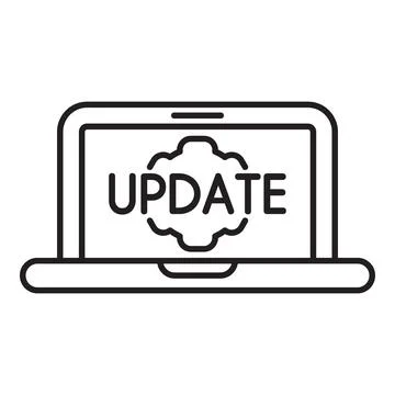 Laptop displaying update notification, symbolizing system upgrade, software i Illustrazione stock