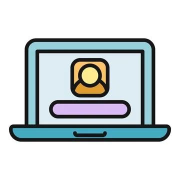 Laptop displaying user login screen entering password イラスト素材
