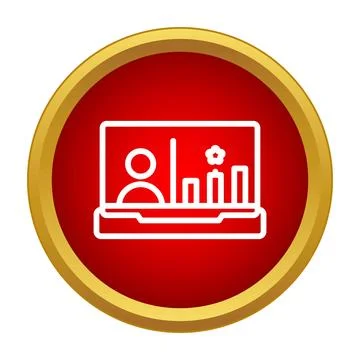 Laptop displaying user profile and data analysis charts Illustrazione stock