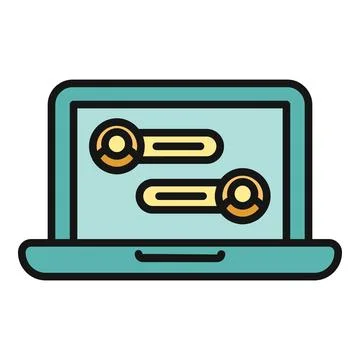 Laptop displaying user profile control settings icon Illustrazione stock