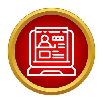 Laptop displaying user profile on interface icon Stock Illustration