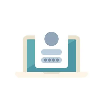 Laptop displaying user profile login screen with password and username fields 스톡 일러스트