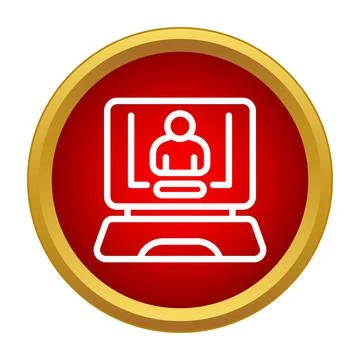 Laptop displaying user profile for online meeting Illustrazione stock
