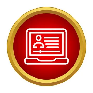 Laptop displaying user profile for online learning icon イラスト素材