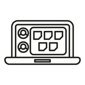 Laptop displaying user profiles and documents interface Stock Illustration