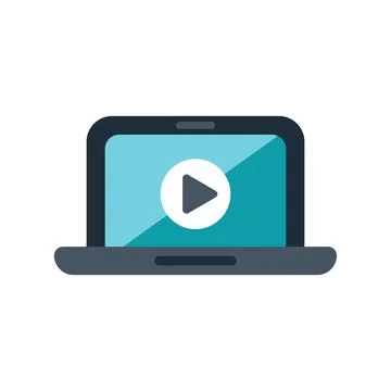 Laptop displaying video streaming platform interface with play button Illustrazione stock