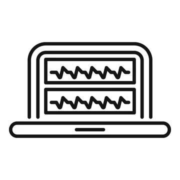 Laptop displaying waveform data analysis and diagnostics イラスト素材