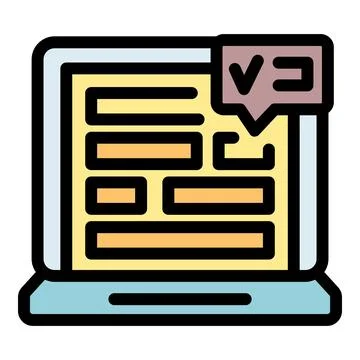 Laptop displaying web form with validation symbol, online survey or registration イラスト素材