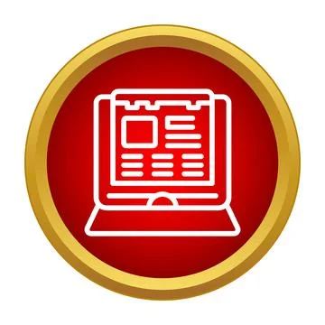 Laptop displaying website interface icon in red circle 스톡 일러스트