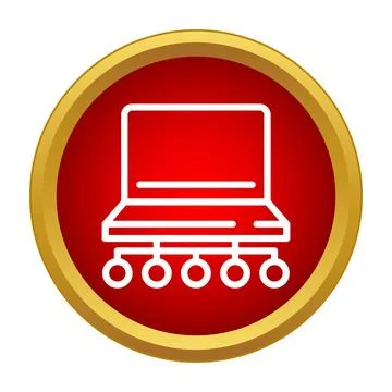 Laptop distributing network connections or data transmission Stock Illustration