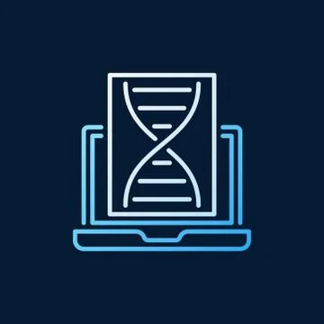 Laptop with DNA vector colorful linear icon or logo element Stock Illustration
