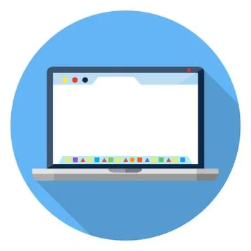 Laptop with dock application launcher. Vector icon Illustrazione stock