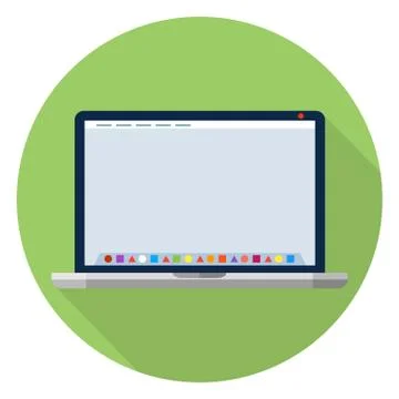 Laptop with dock application launcher. Vector icon Stock-Illustration
