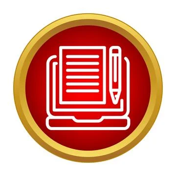Laptop with document and pencil creating content Illustrazione stock
