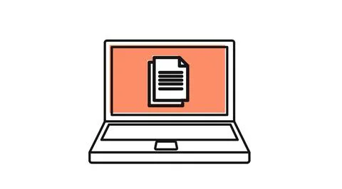 Laptop document and text file icon イラスト素材