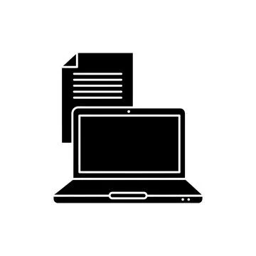 Laptop with Document File Work Icon Illustrazione stock
