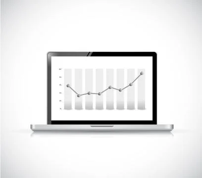 Laptop dot bar graph illustration design Stock Illustration