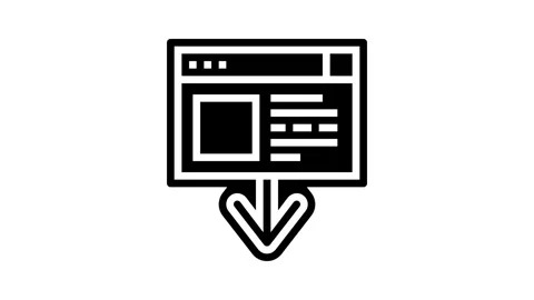 Laptop down arrow download website glyph icon animation Stock Footage 326151682