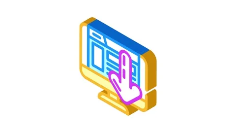 Laptop down arrow download website isometric icon animation Stock Footage 327289372