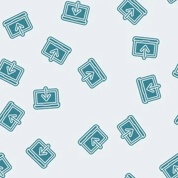 Laptop downloading data computer glyph seamless pattern Illustrazione stock