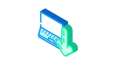 Laptop downloading data computer isometric icon animation Stock Footage 327289357