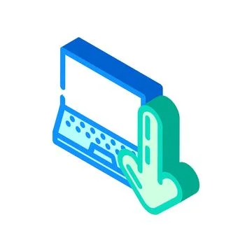 Laptop downloading data computer isometric icon vector illustration Stockillustratie