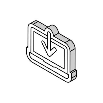 Laptop downloading data computer isometric icon vector illustration Illustrazione stock