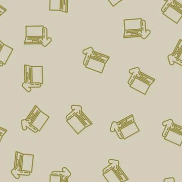 Laptop downloading data computer line vector seamless pattern Stock Illustration