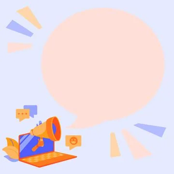 Laptop Drawing Sharing Happy Comments And Good Reactions At Chat Cloud Through Stock Illustration