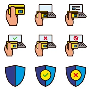 Laptop e-commerce Color Stock Illustration