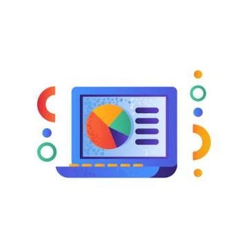 Laptop, e-learning education concept, school supplies vector Illustration on a Illustrazione stock