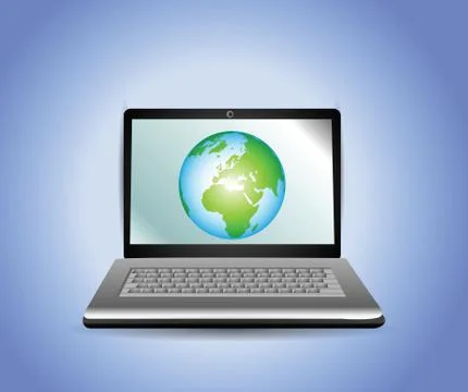 Laptop with earth globe 스톡 일러스트