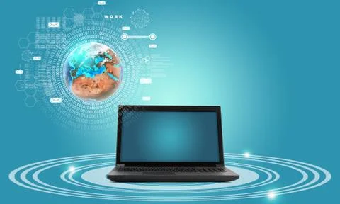 Laptop with earth globe 스톡 일러스트