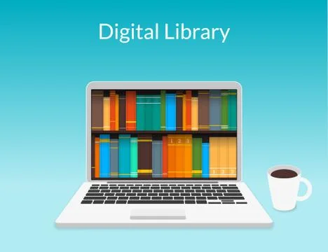 Laptop with eBooks Stock Illustration