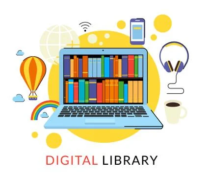 Laptop with eBooks Stock Illustration