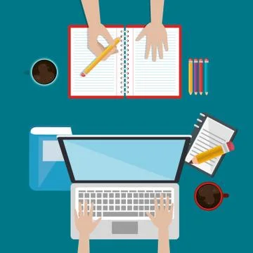 Laptop with education easy e-learning icons Illustrazione stock