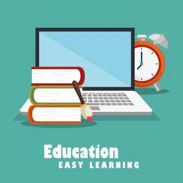 Laptop with education easy e-learning icons Illustrazione stock