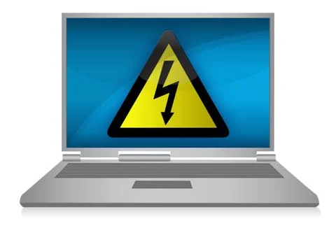 Laptop with electric problems isolated on background Stock Illustration